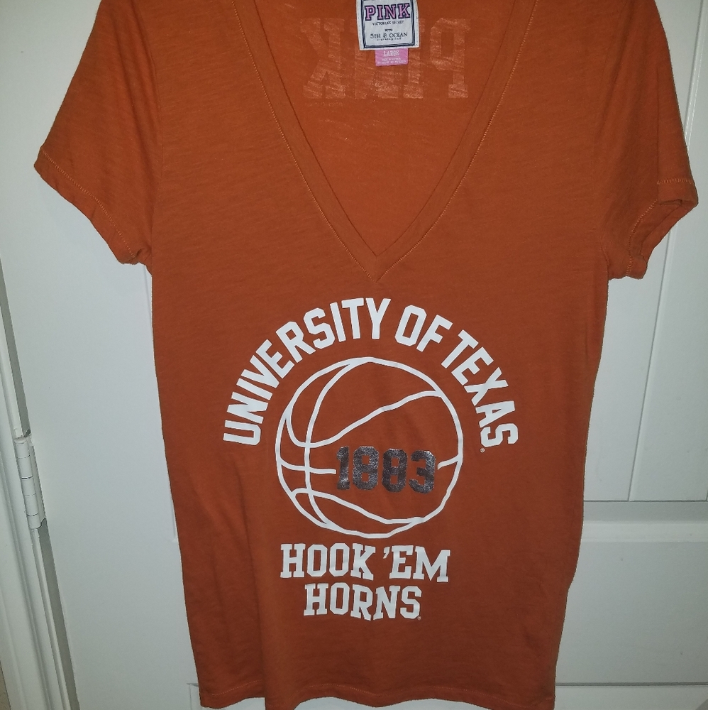 🧡🧡*VINTAGE* VICTORIAS SECRET PINK UT v neck t shirt